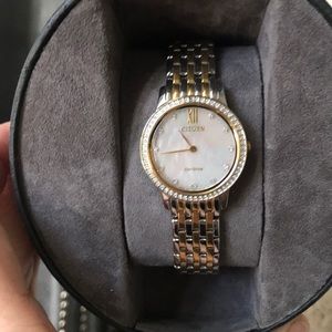 Mother of Pearl two tone watch.